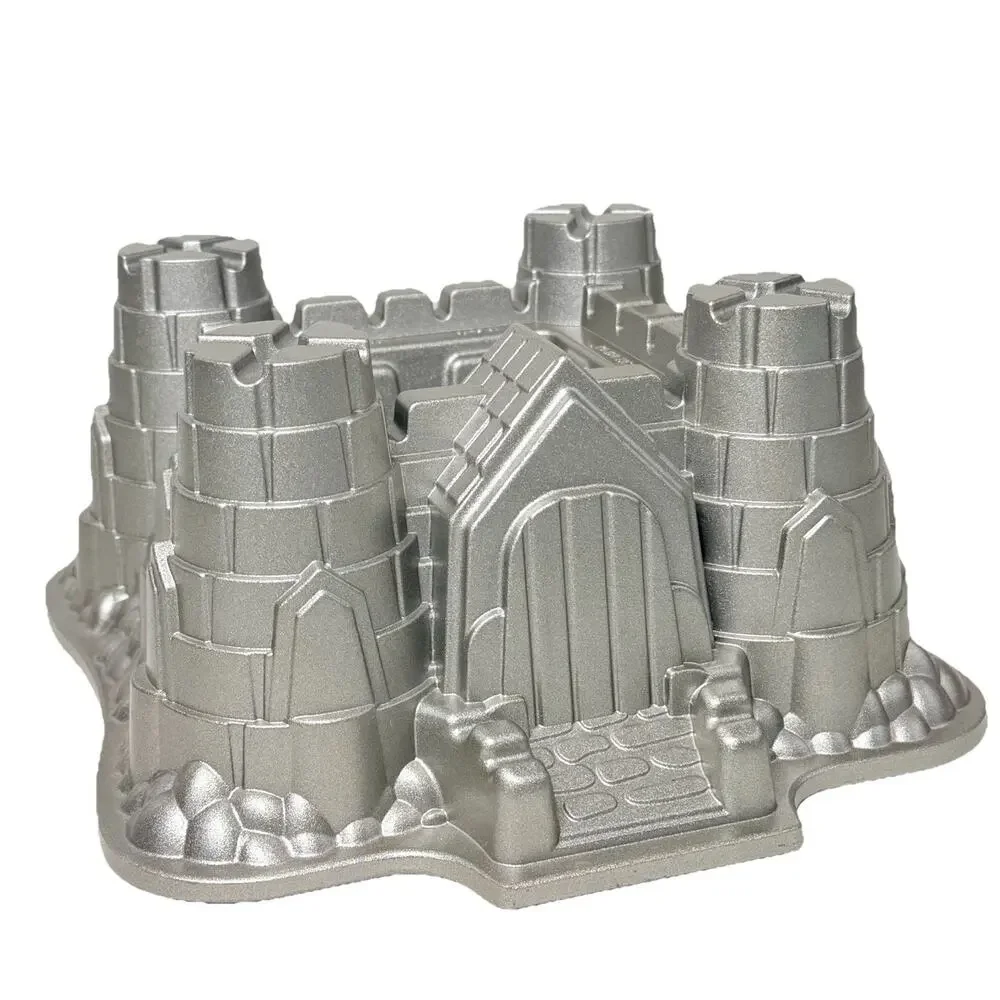 WILLIAMS-SONOMA Nordic Ware CASTLE Bundt Cake Pan 10 Cup Silver Aluminum USA EUC